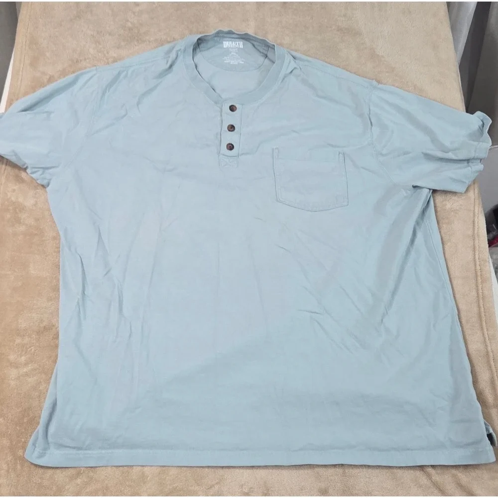 Duluth Trading Co. Longtail T Relaxed Fit Shirts Men's 4XL Light Blue Pocket S/S